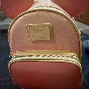 Disney Peach-Pink Tsum Tsum Mini Backpack with Gold Trim